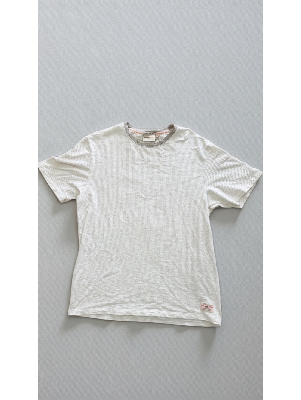 Scotch & Soda Amsterdam Waffle Knit T-Shirt White Contrast Ringer Tee Mens XL